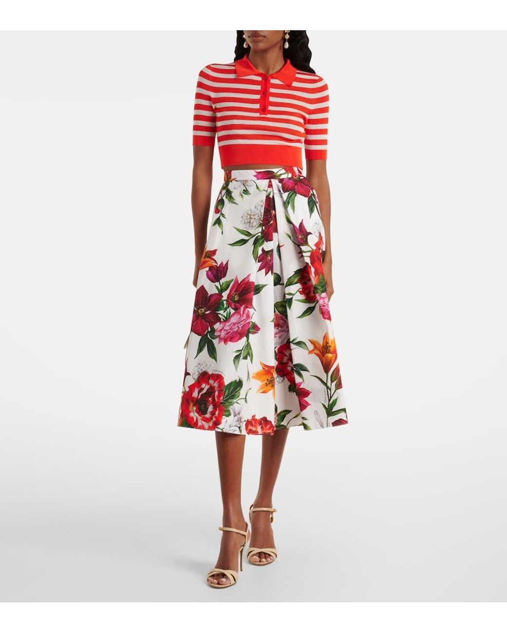 Dolce & Gabbana Orange Striped Polo Shirt