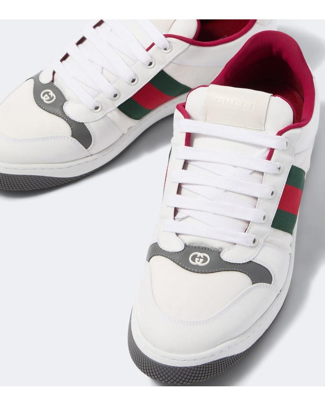 Gucci White Screener Leather-Trimmed Sneakers for men