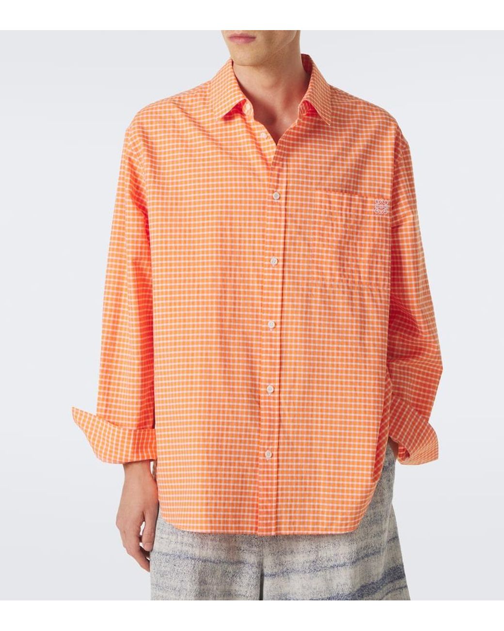 Loewe Orange Checked Cotton-Blend Shirt for men