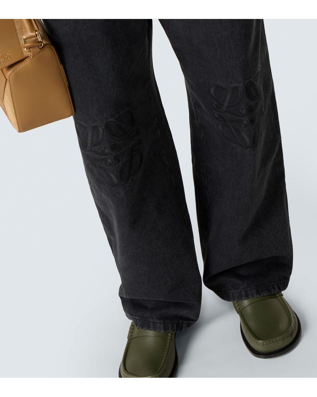 Loewe Blue Anagram Wide-Leg Jeans for men