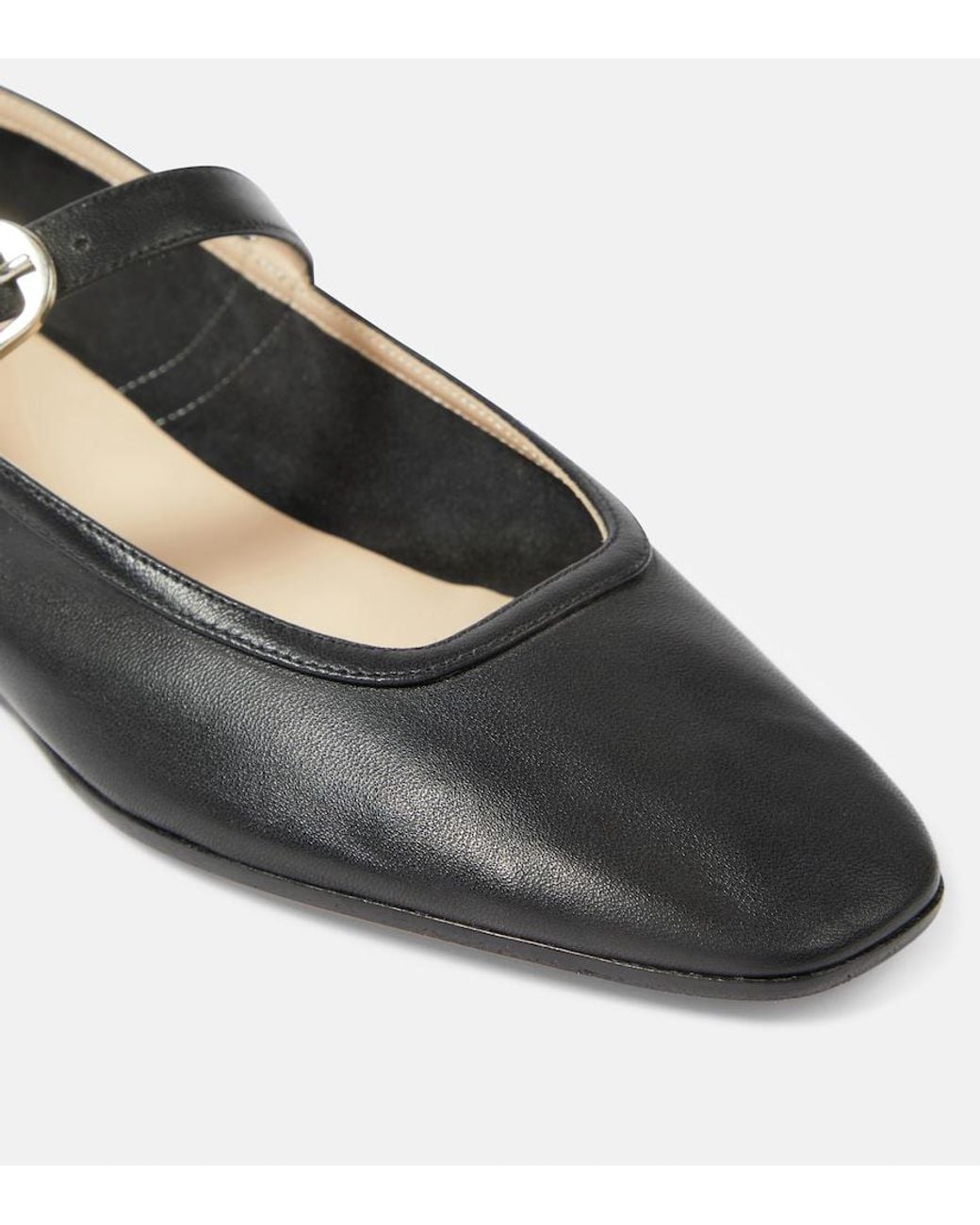 Le Monde Beryl Black Leather Mary Jane Ballet Flats