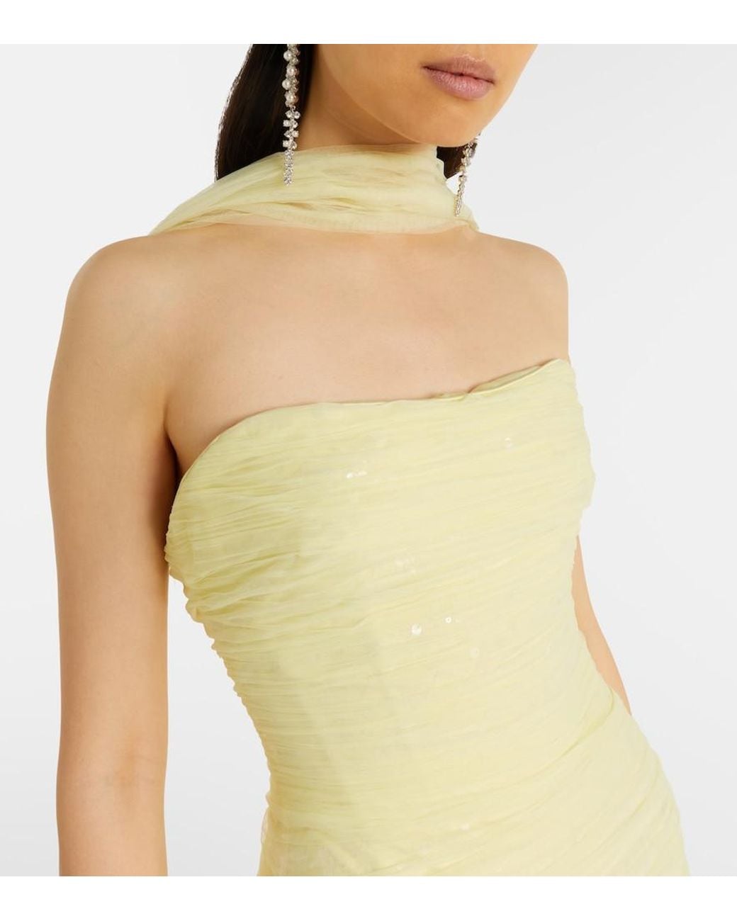 Marmar Halim Yellow Tulle Bustier Gown