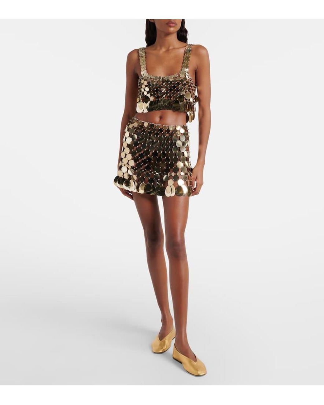 Rabanne Brown Cropped-Top Mit Pailletten