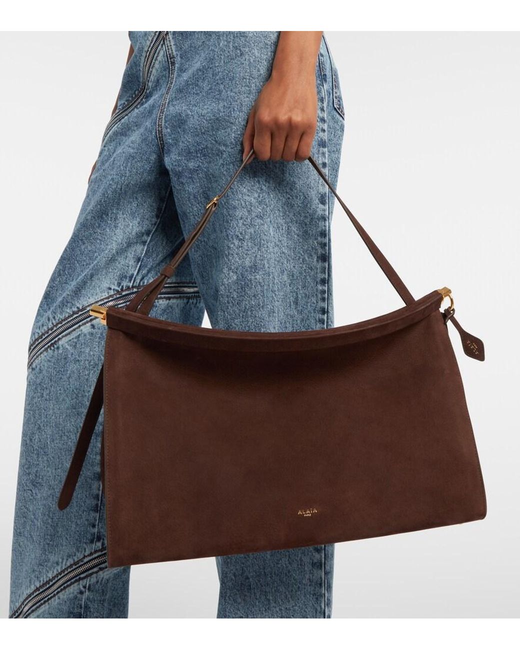 Alaïa Brown Le Click Large Leather Shoulder Bag