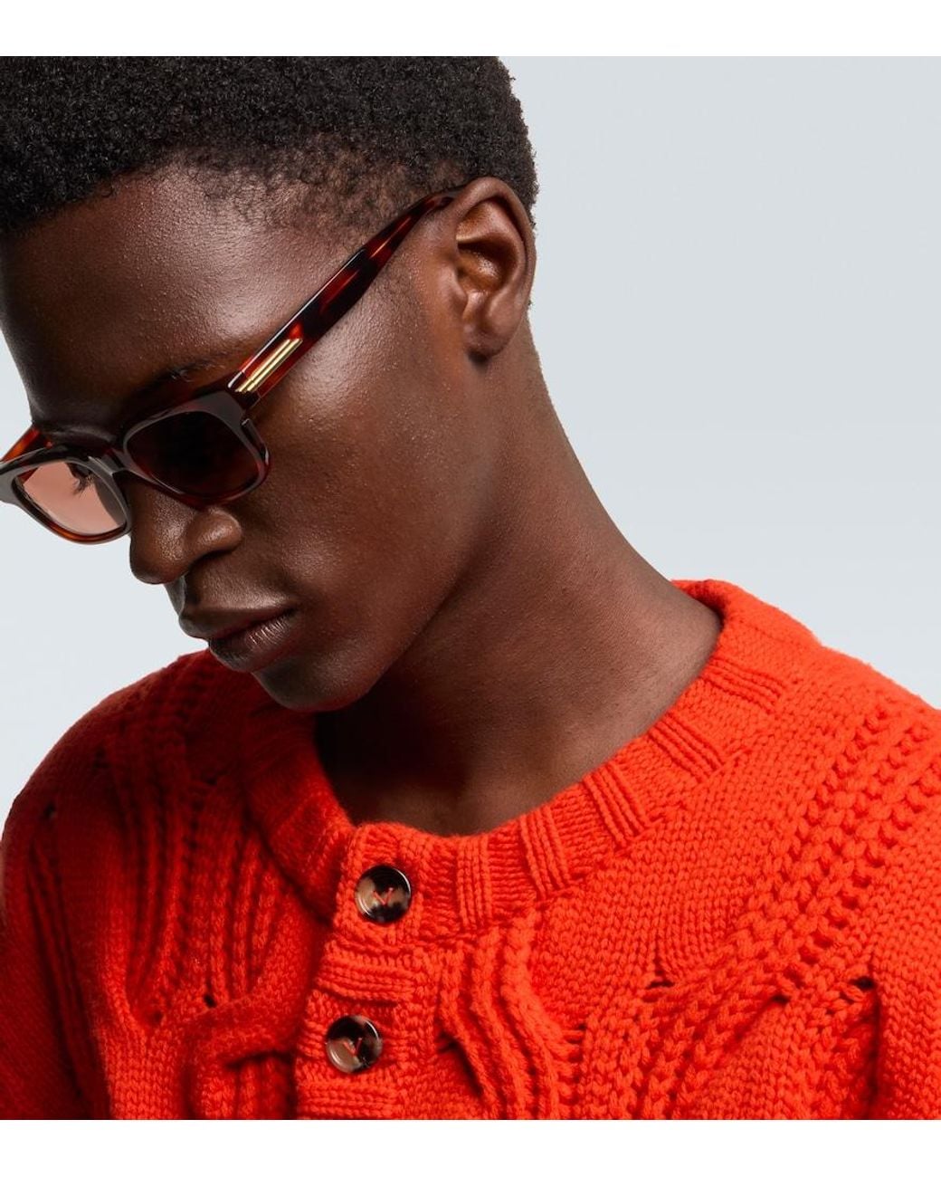 Bottega Veneta Brown Stretch Square Sunglasses for men