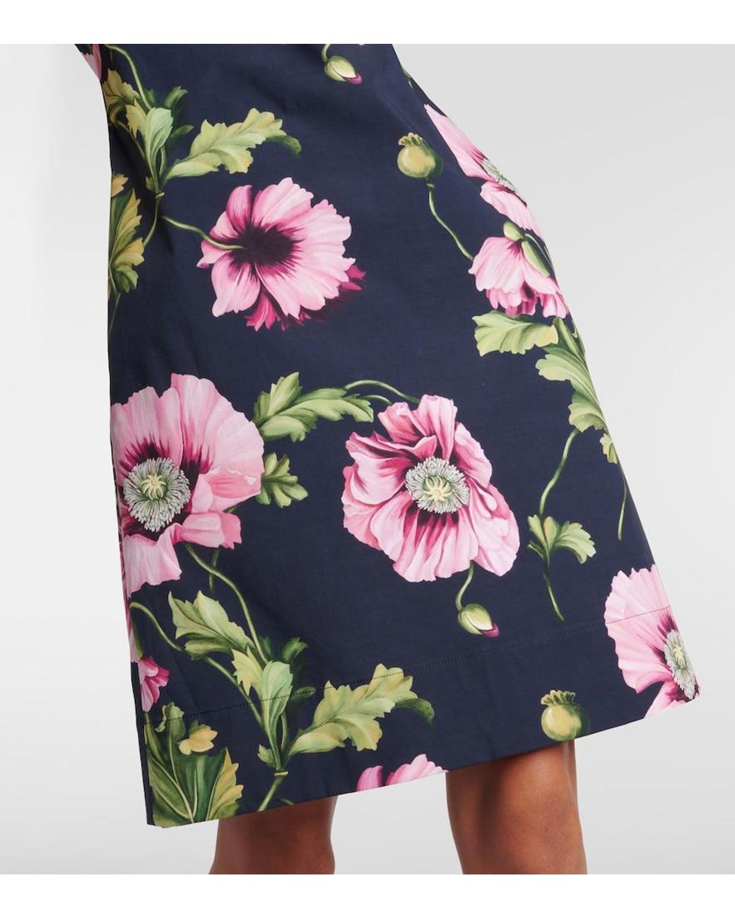 Oscar de la Renta Multicolor Floral Cotton-Blend Minidress