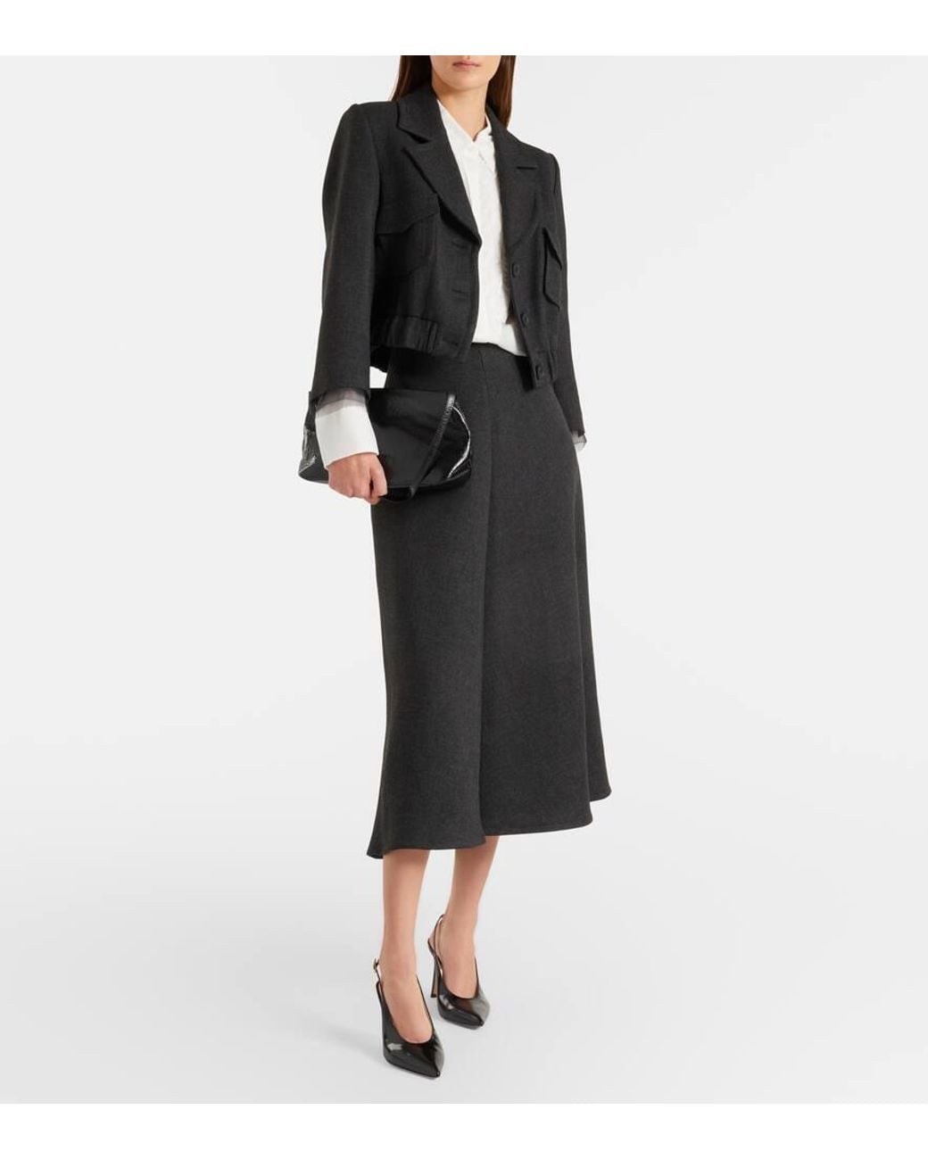 Falda Midi Layered Coolness De Tiro Alto Dorothee Schumacher de color Black