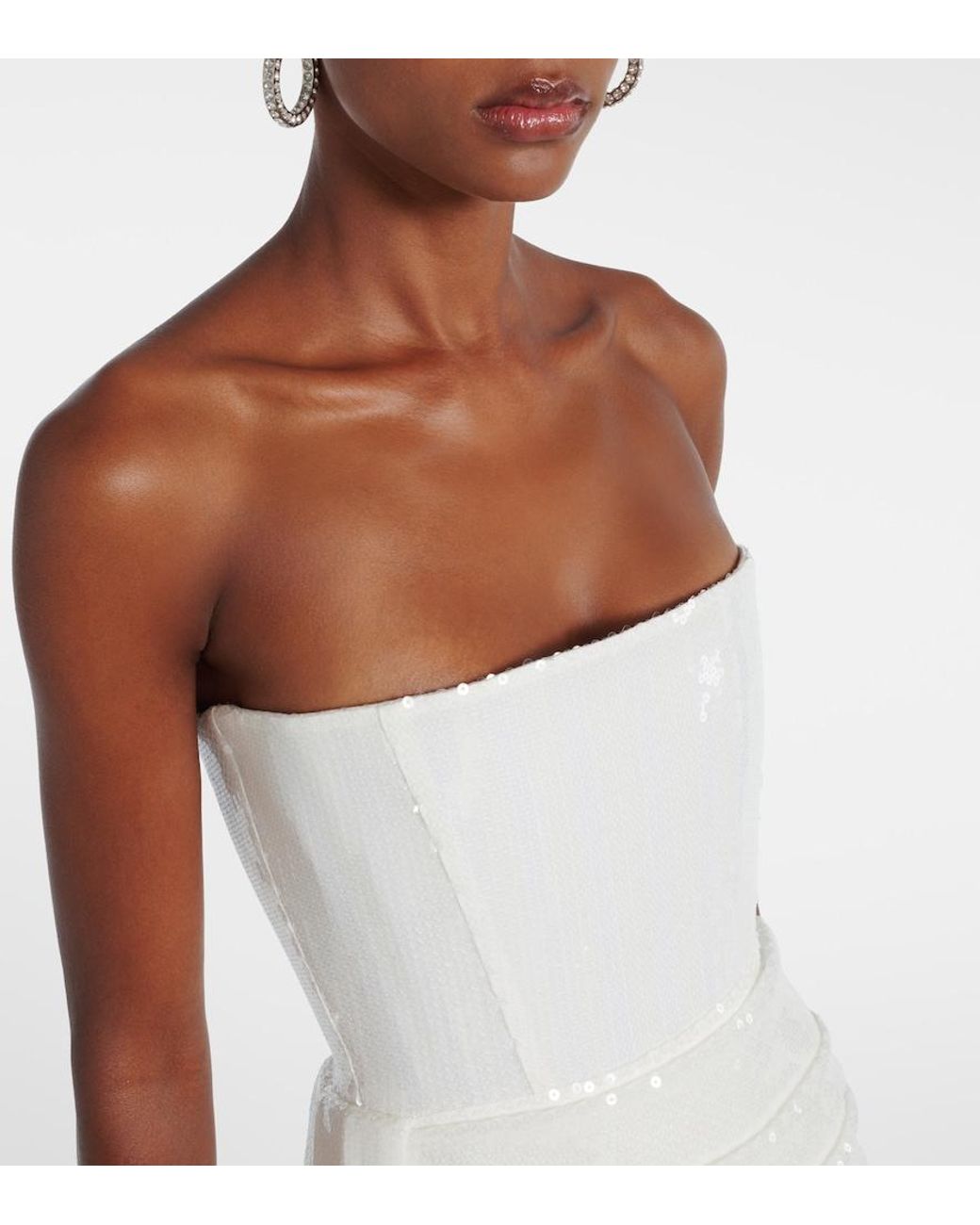 Alex Perry White Bridal Bustier-Robe Mit Pailletten