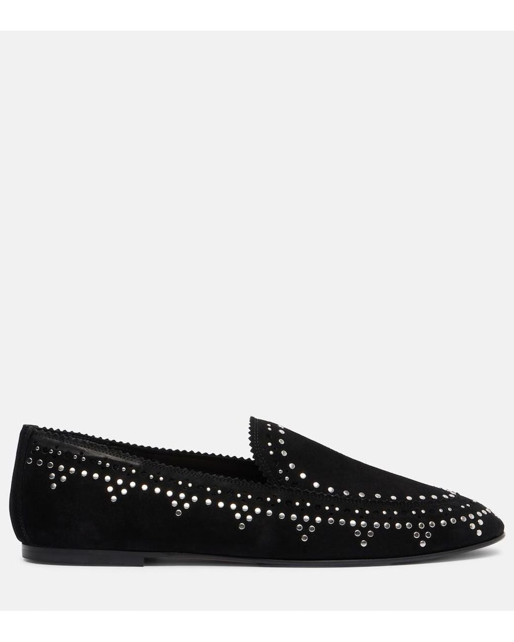 Aquazzura Black Skye Studded Suede Loafers