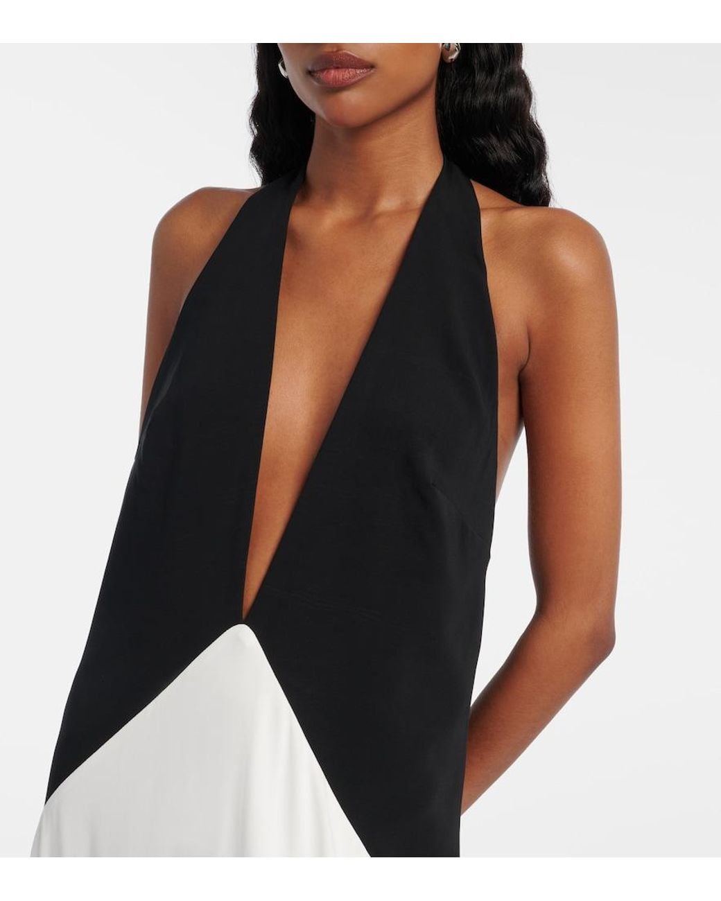 Adriana Degreas White Halterneck Jersey Maxi Dress