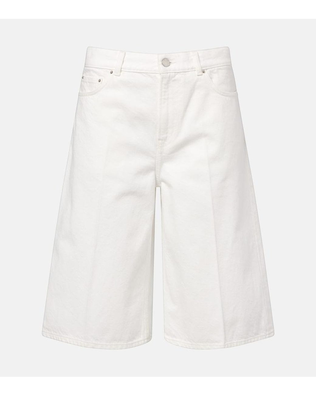 Totême White Denim Bermuda Shorts