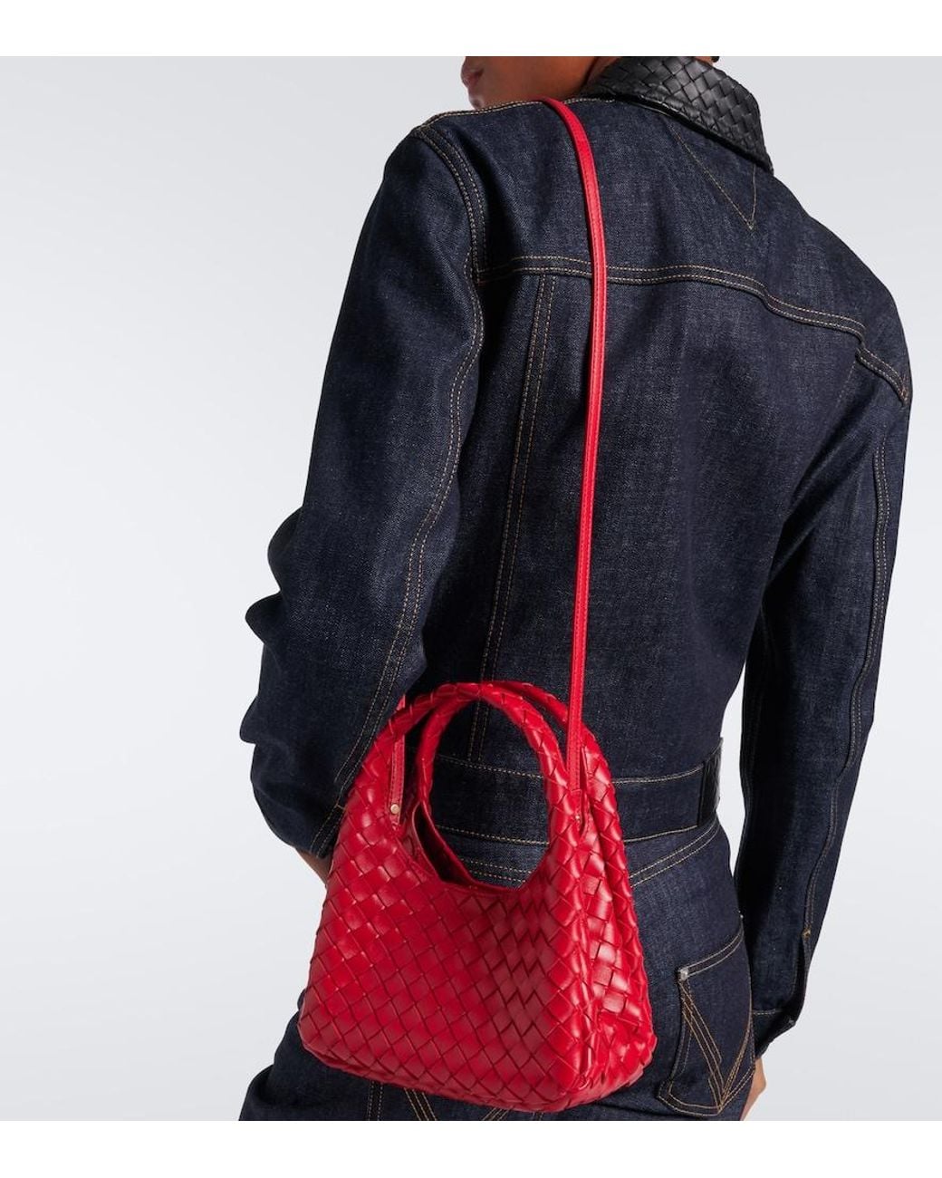 Bottega Veneta Red Baby Campana Leather Top-Handle Bag
