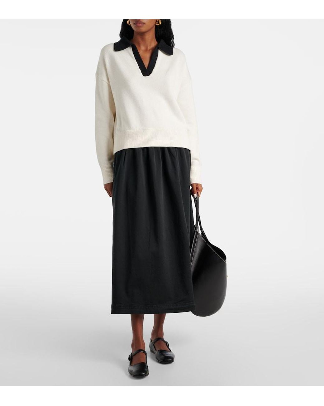 Velvet White Lucie Cotton And Cashmere Polo Sweater