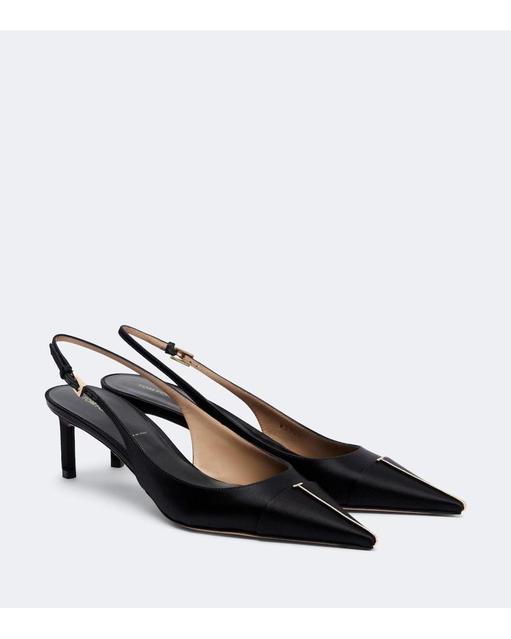 Tom Ford Black Satin Slingback Pumps