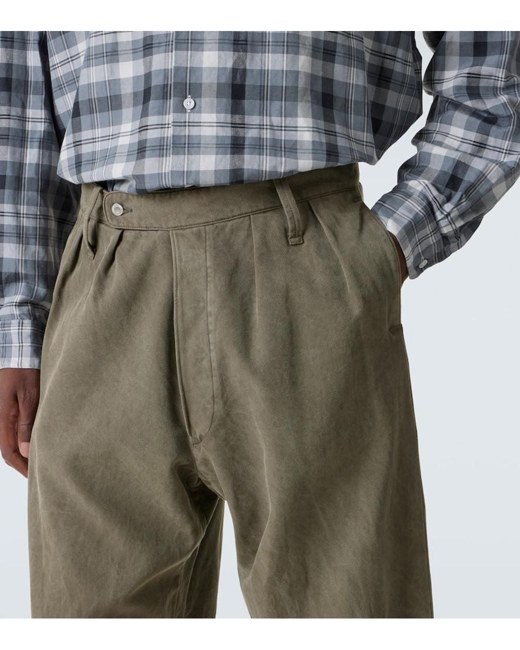 A.PRESSE Silk And Cotton Wide-Leg Pants in Green for Men | Lyst