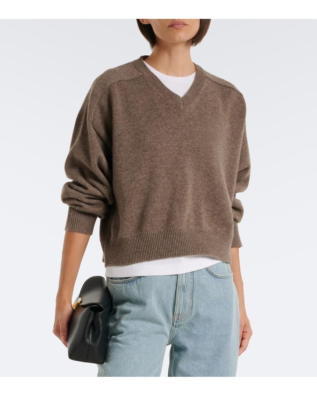 Loulou de Saison Brown Anzor Cropped Cashmere Sweater