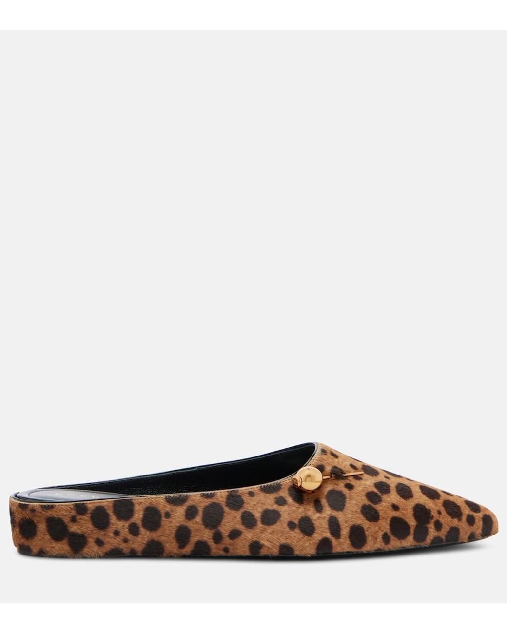 Herbert Levine Brown Sleep On It Cheetah-Print Calf Hair Mules