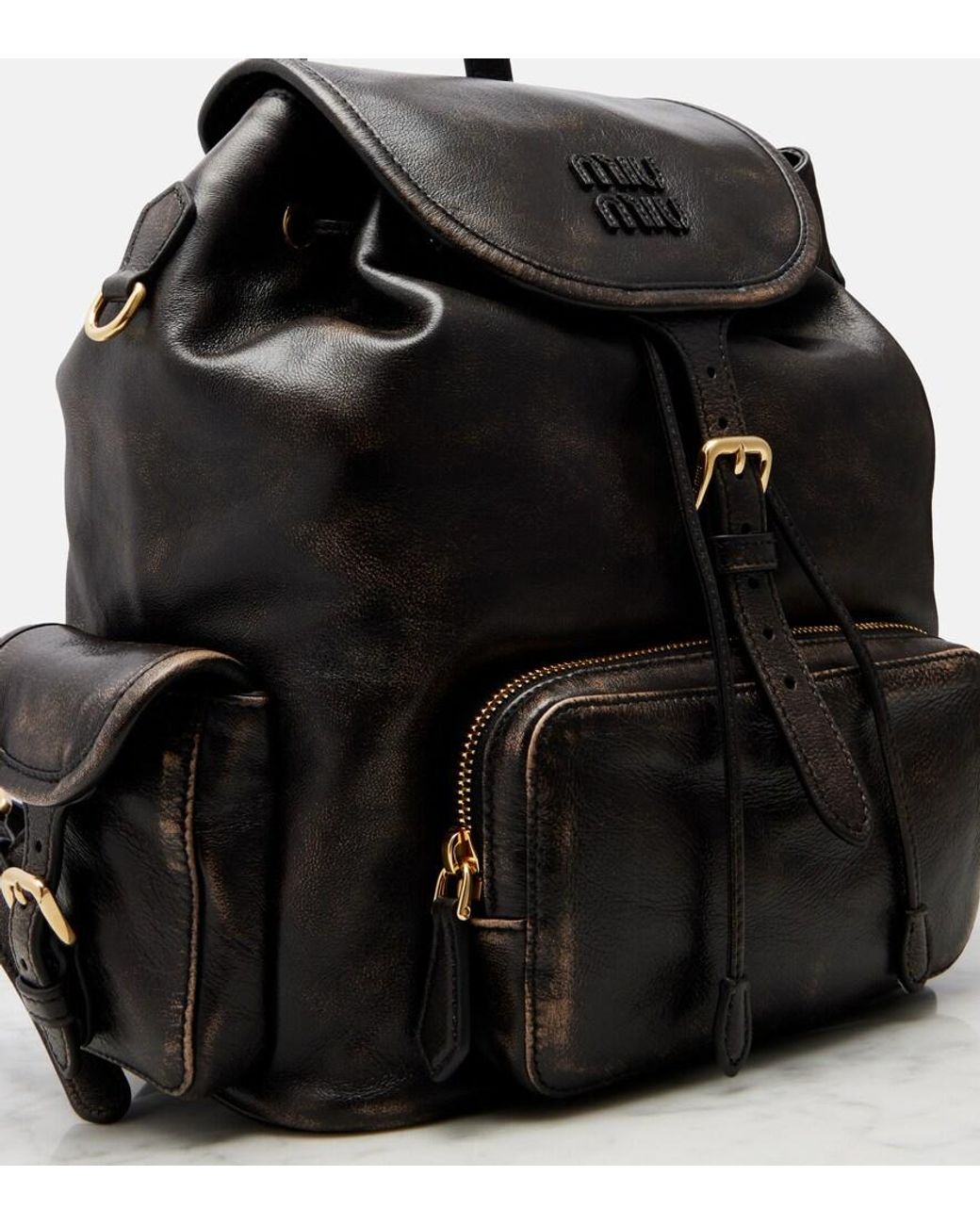 Miu Miu Black Leather Backpack