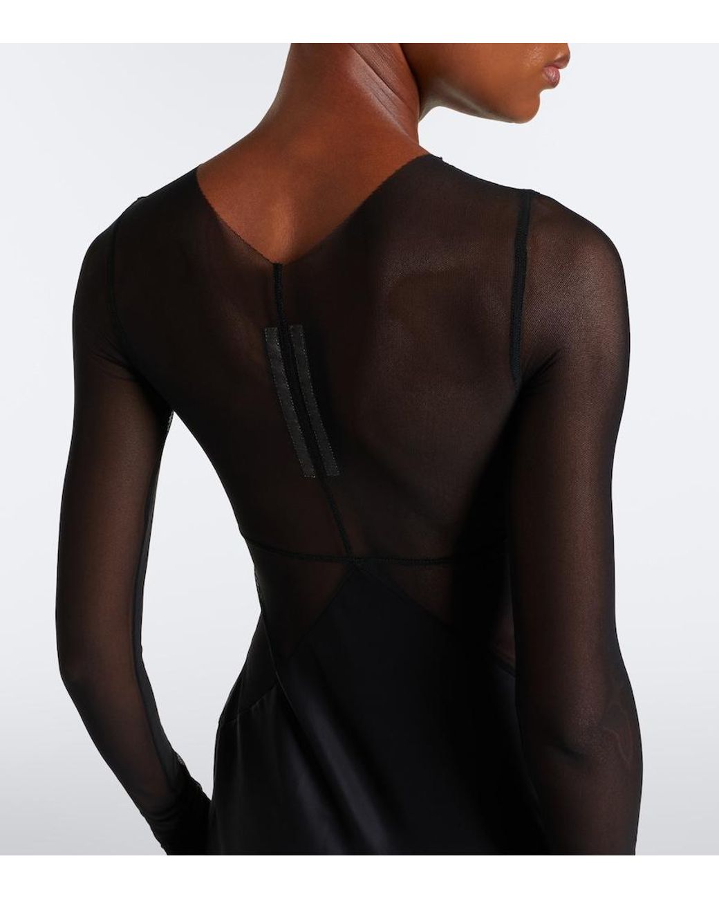 Rick Owens Black Combo Tulle-Trimmed Gown