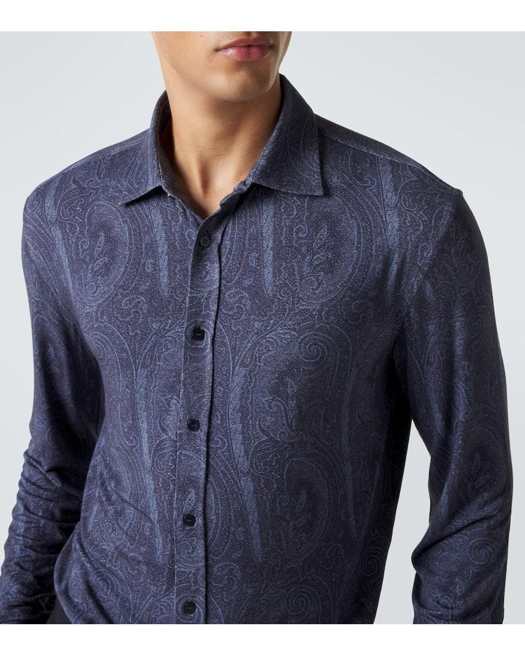 Etro Blue Paisley Jersey Shirt for men