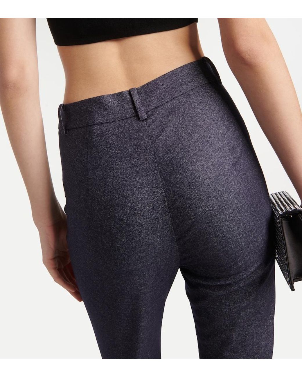 Magda Butrym Gray High-Rise Wool And Cotton Cropped Pants