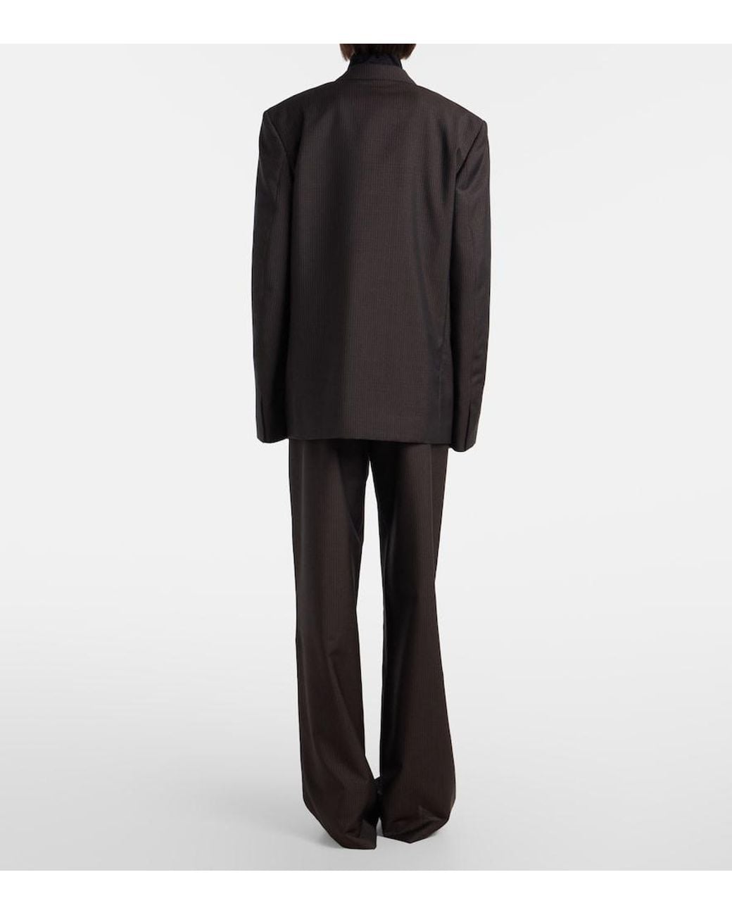 Gucci Black Pinstripe Wool And Mohair Wide-Leg Pants