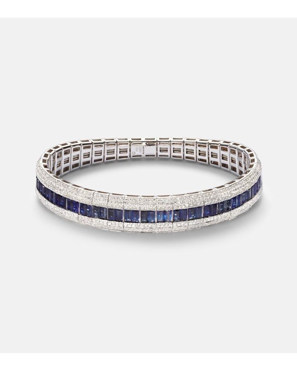 SHAY Metallic Stretch 18Kt Bracelet With Sapphires And Diamonds