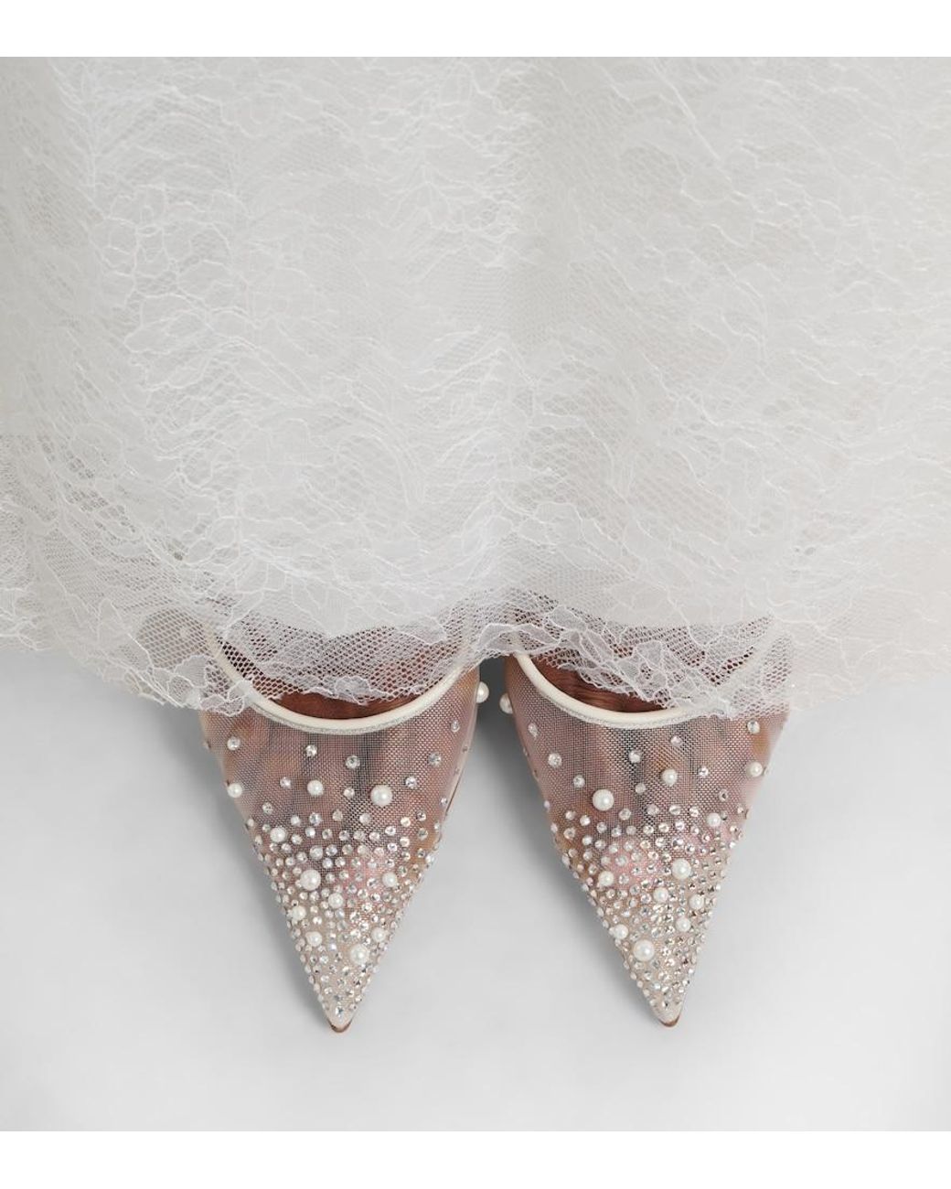 Christian Louboutin White Miss Z Degrastrass Perla 100 Mesh Pumps