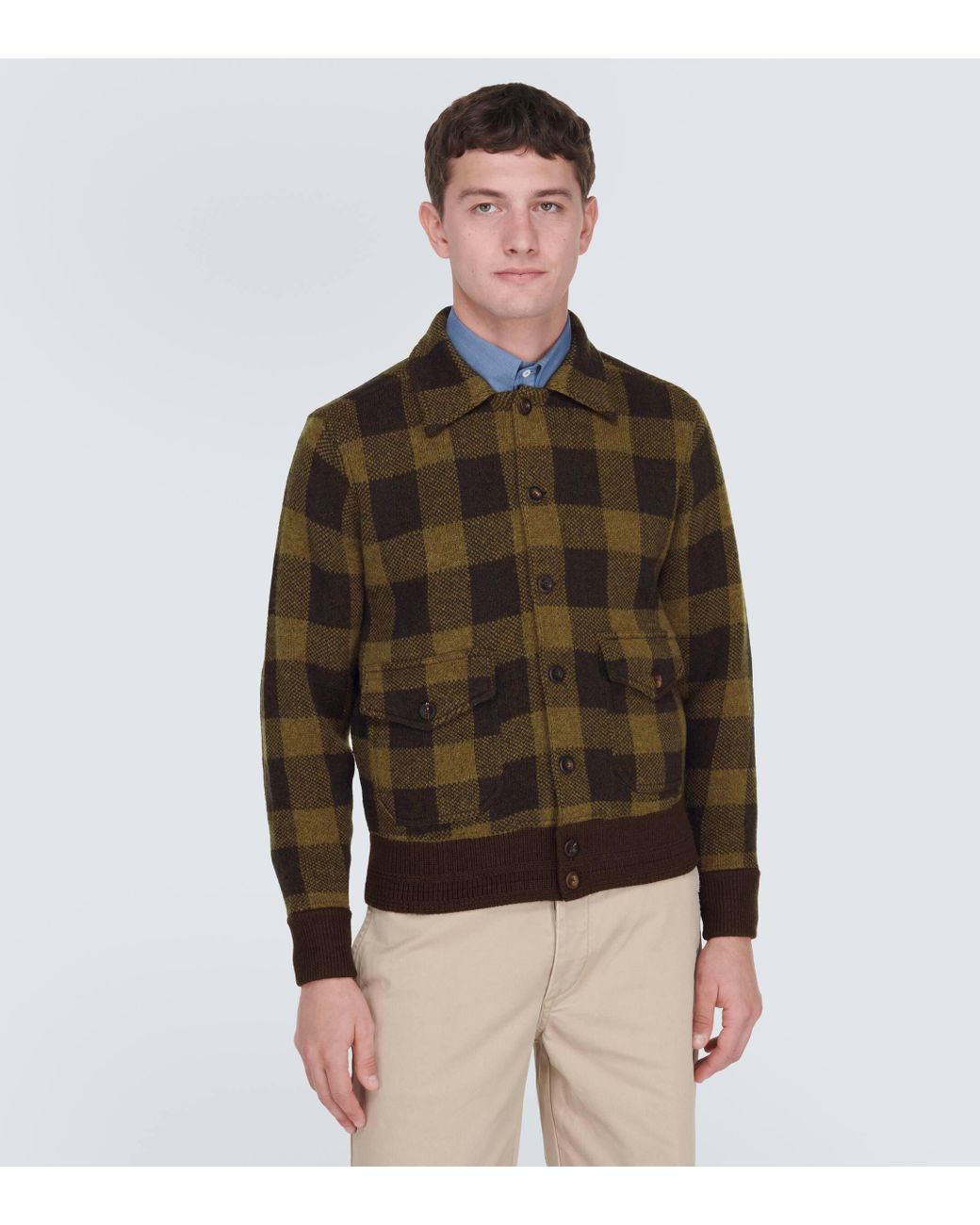 Mens check wool clearance jacket