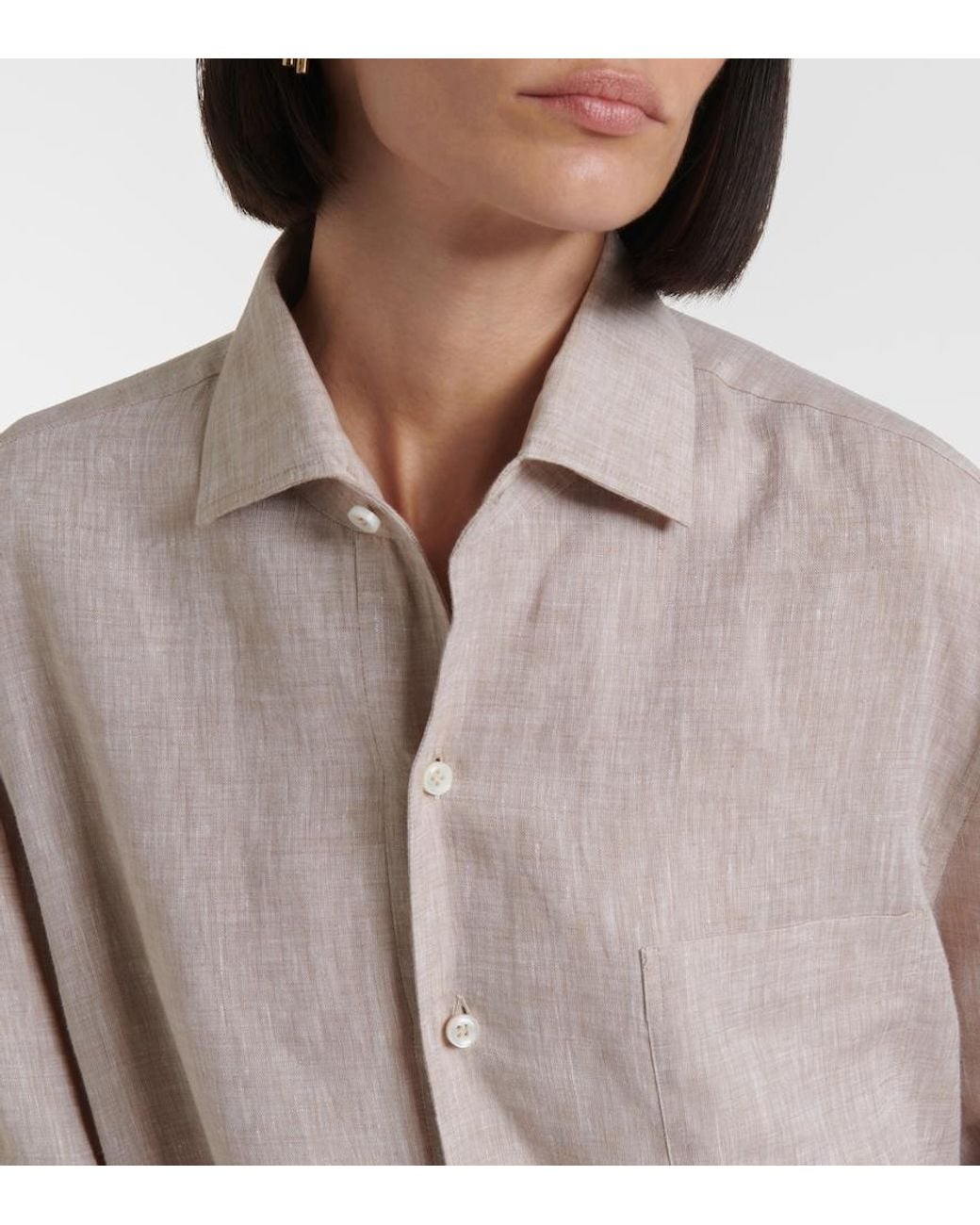 Loro Piana Natural Lora Linen Shirt Dress