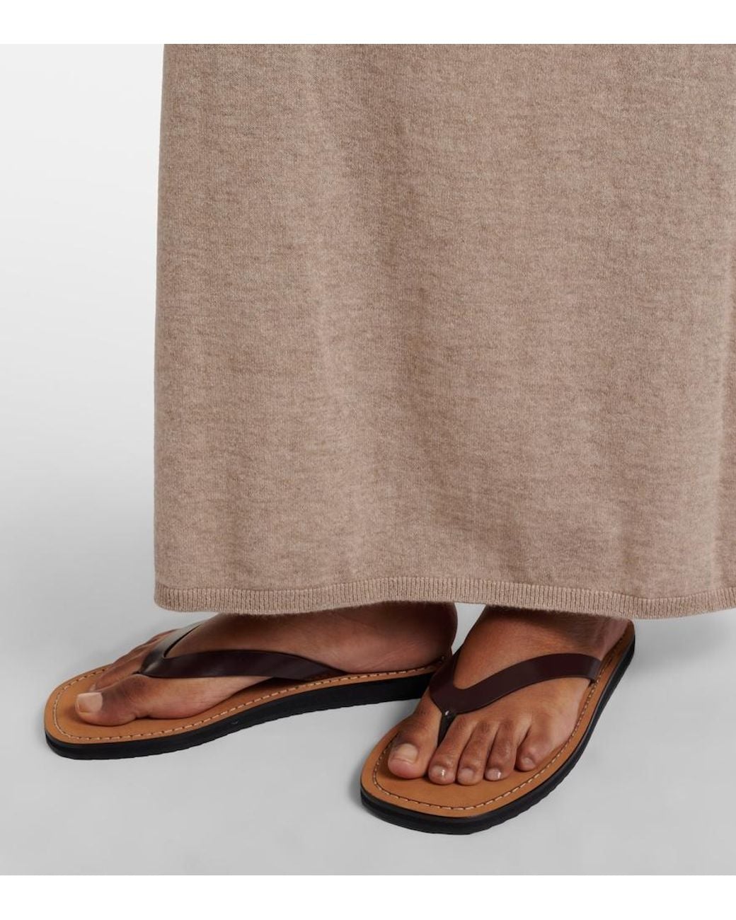 The Row Brown City Leather Thong Sandals