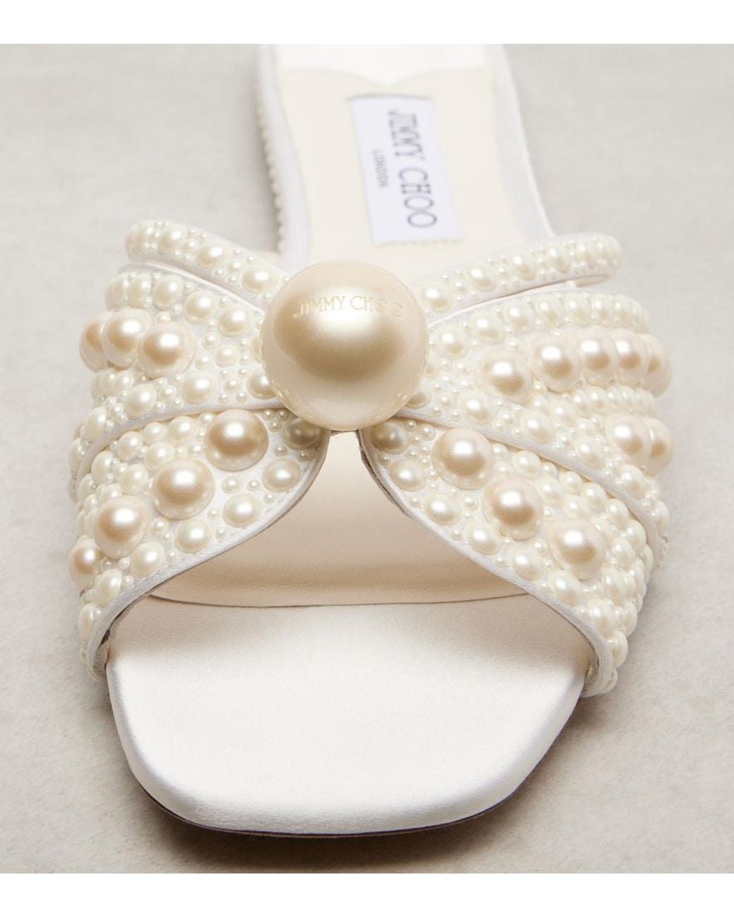 Jimmy Choo Natural Siva Embellished Satin Slides
