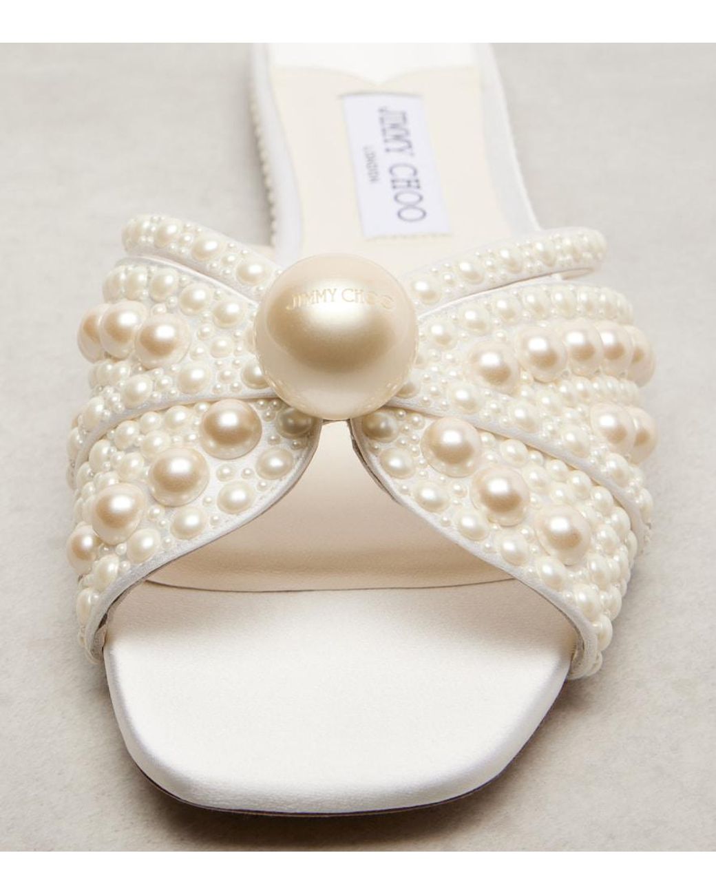 Jimmy Choo Natural Siva Embellished Satin Slides