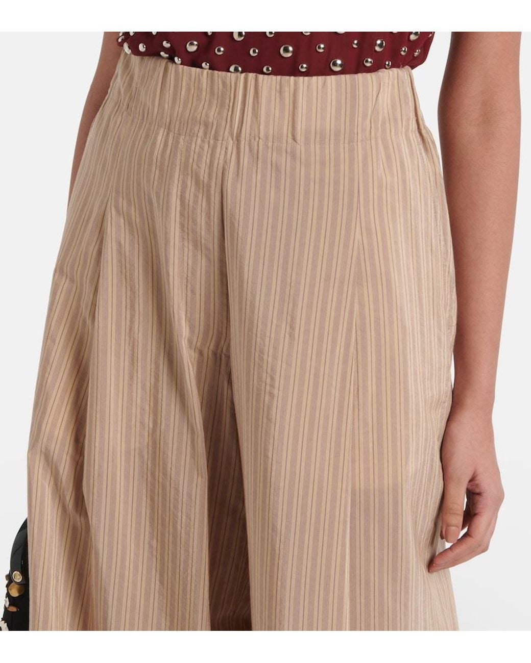 Dries Van Noten Natural Striped Cotton-Blend Palazzo Pants