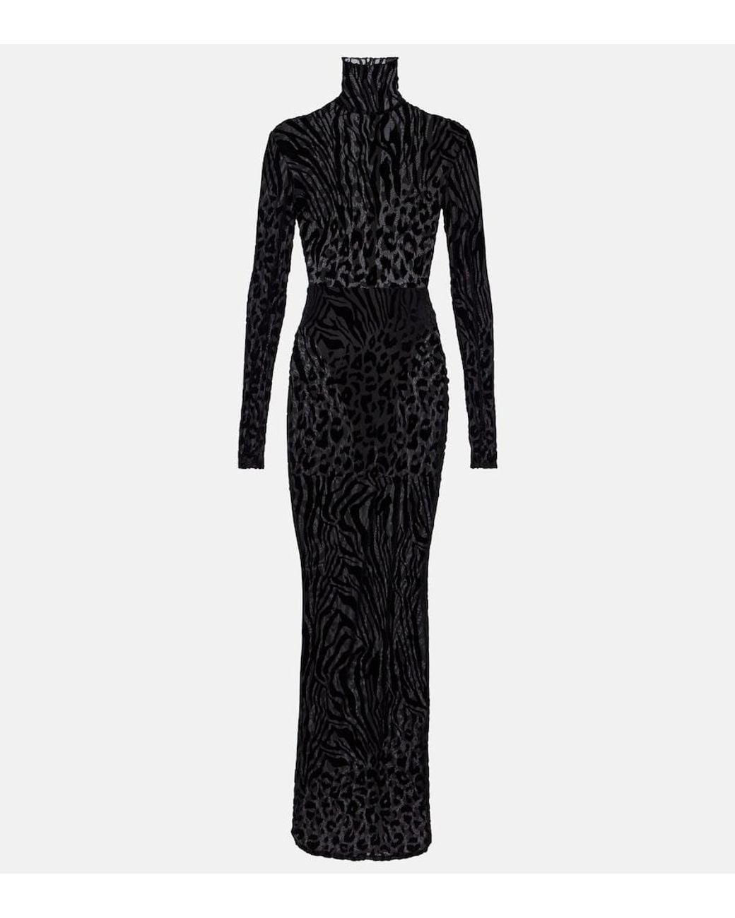 Alex Perry Black Maxikleid Aus Devore