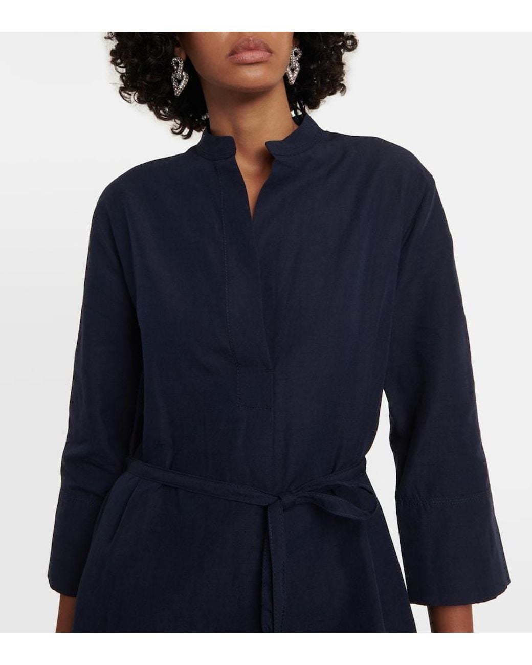 Vince Blue Cotton-Blend Midi Dress