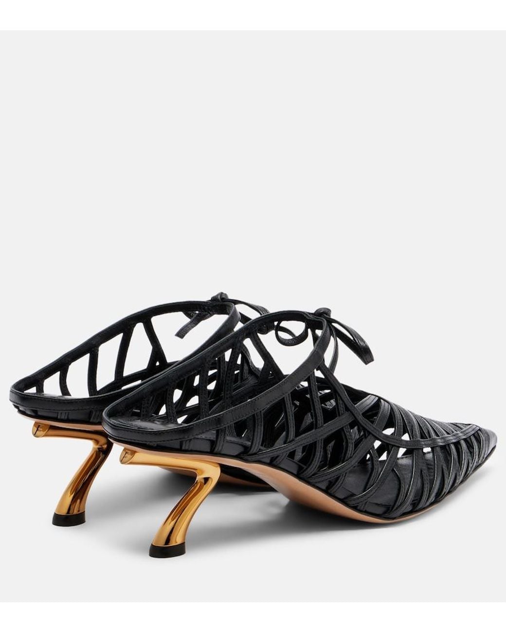 Ferragamo Black Cirry Leather Mules