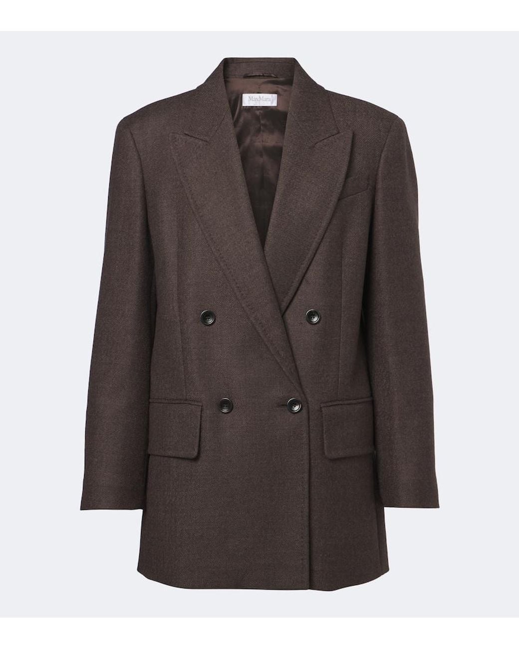 Max Mara Brown Double-Breasted Virgin Wool Blazer