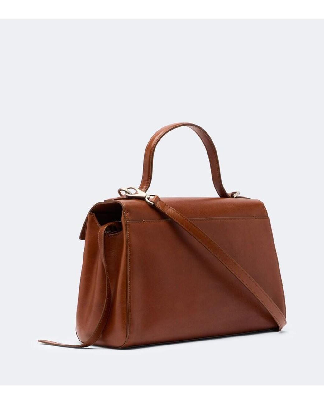 SAVETTE Brown Symmetry Soft Medium Leather Top Handle Bag