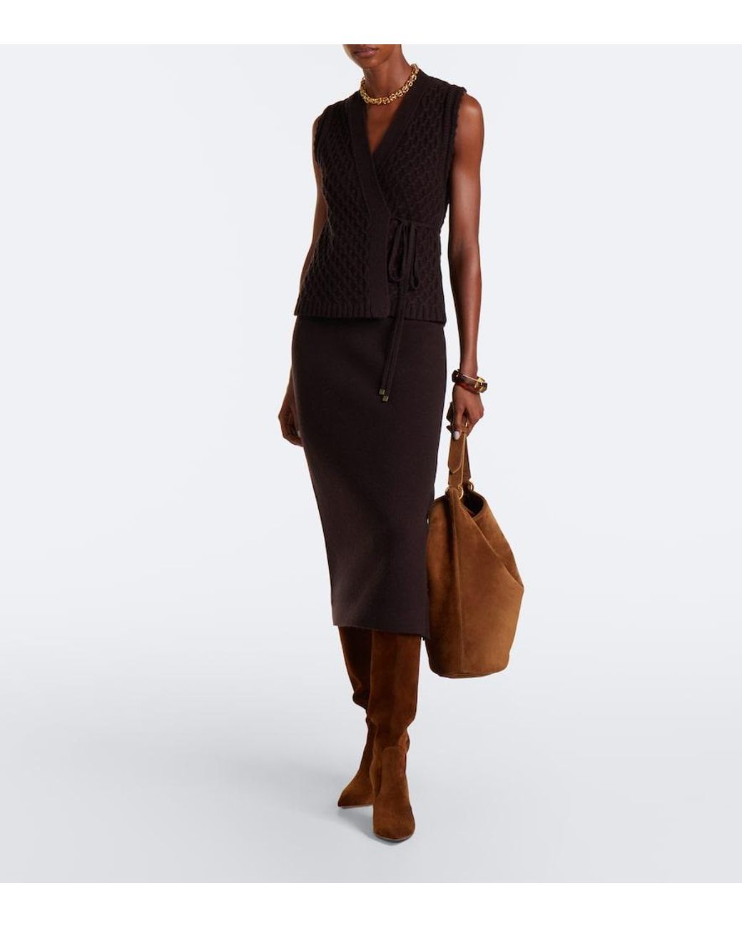Max Mara Black Wool And Cashmere Wrap Cardigan