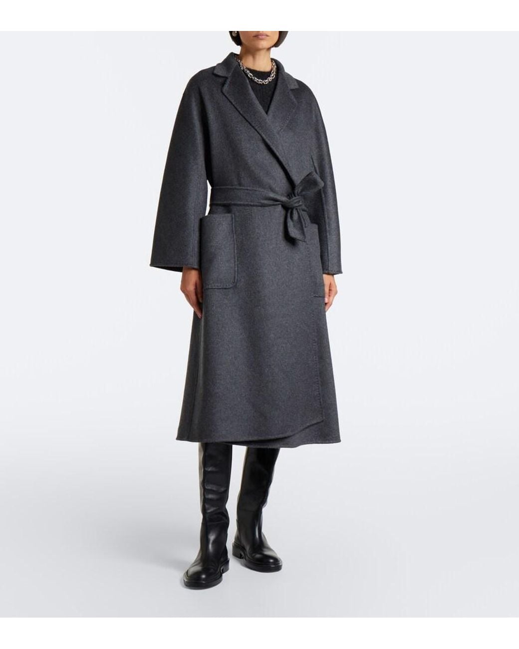 Max Mara Black Cashmere Wrap Coat