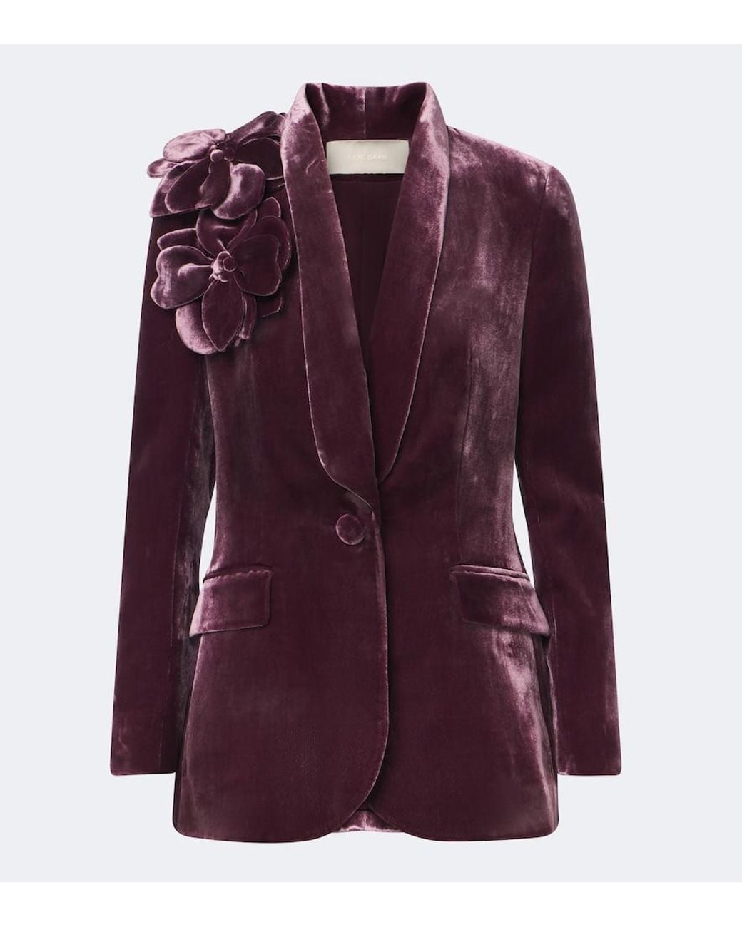 Elie Saab Purple Floral-Applique Silk-Blend Velvet Blazer