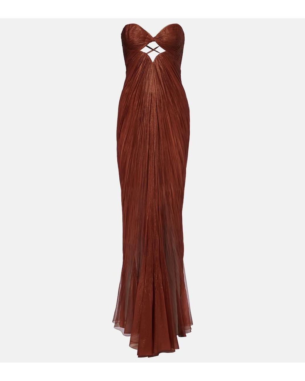Maria Lucia Hohan Red Rachel Draped Silk Muslin Bustier Gown