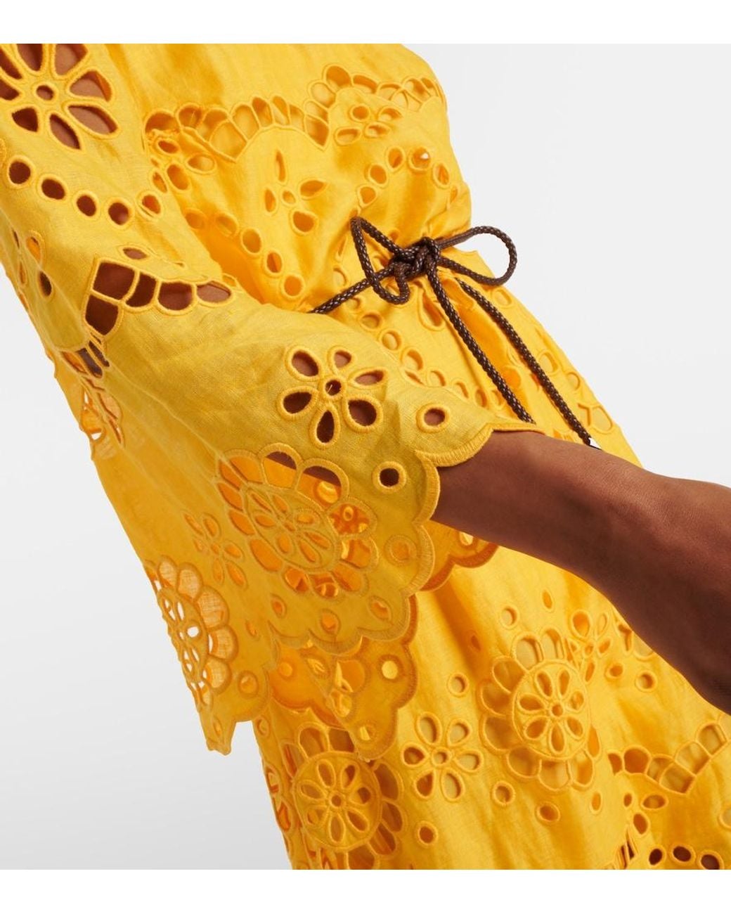 Zimmermann Yellow Pop Embroidered Midi Dress