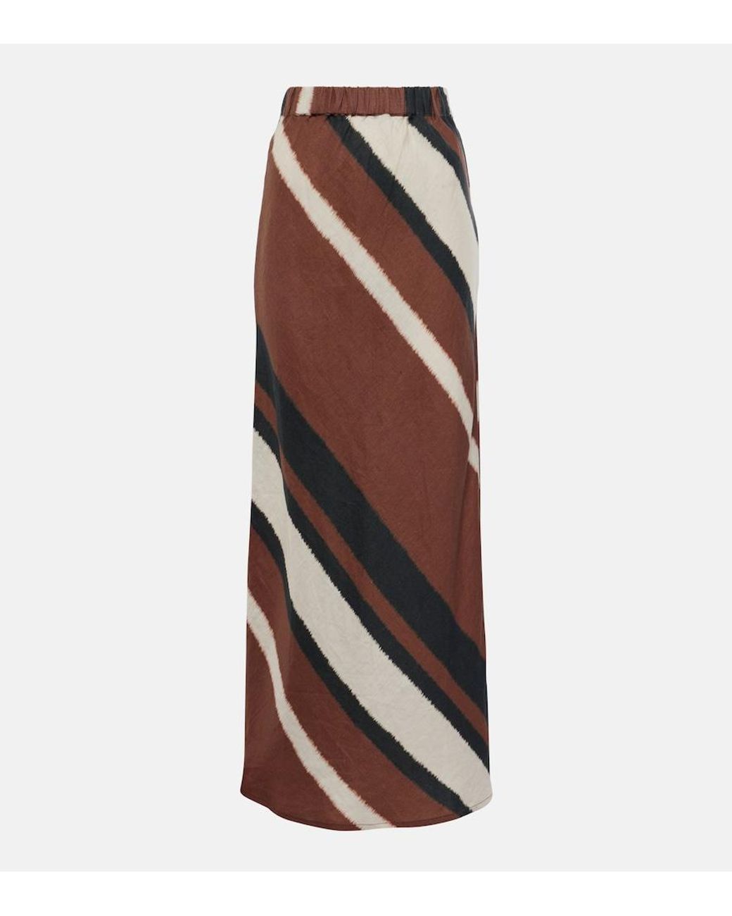 Faithfull The Brand Brown Dalicenca Striped Linen Maxi Skirt