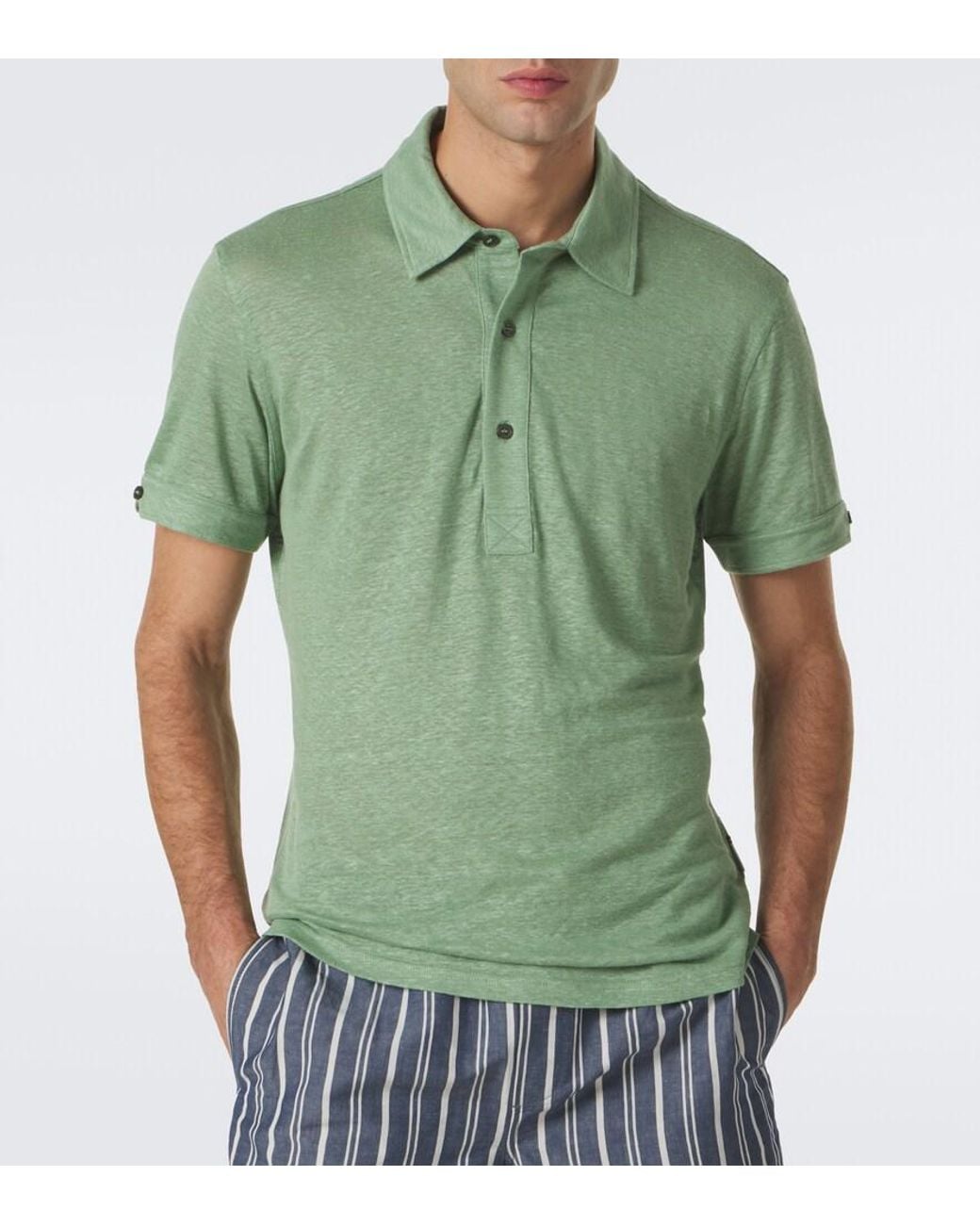 Orlebar Brown Green Sebastian Linen Jersey Polo Shirt for men