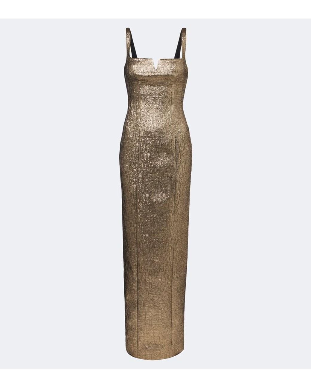 Roland Mouret Natural Lame Jacquard Gown