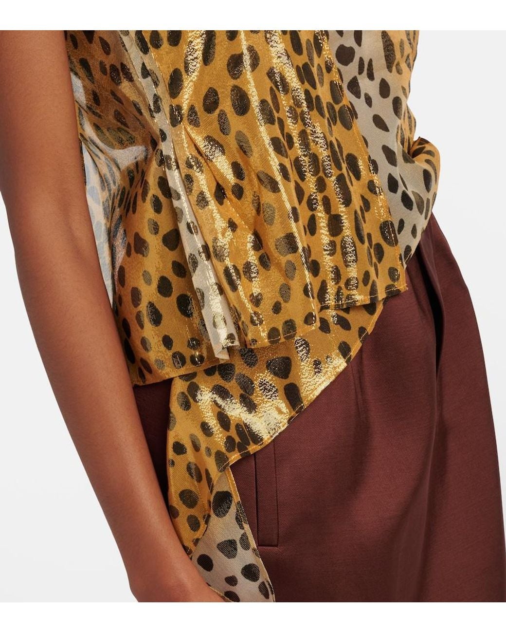 JACQUES WEI Yellow Silk-Blend Lame Top