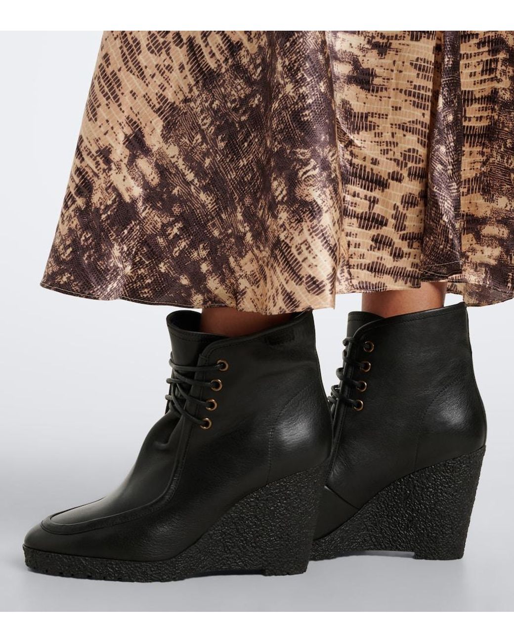 Isabel Marant Black Cylia Leather Wedge Ankle Boots
