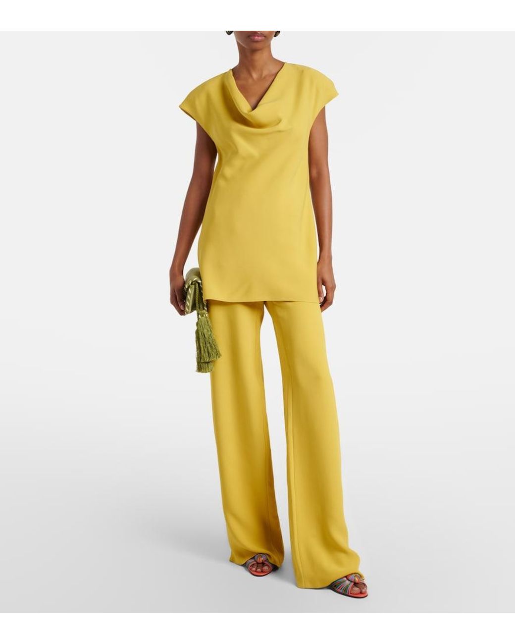 Valentino Garavani Yellow Cady Couture Draped Top